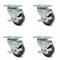 Service Caster 3 Inch Gray Polyurethane Wheel Swivel Top Plate Caster Set with Brake SCC SCC-20S314-PPUB-TLB-4 - alternate 1